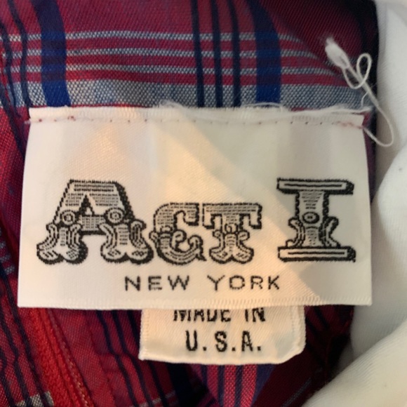 VTG ACT I Size 3-4 Plaid 3/4 Sleeve Collared Dress - Picture 9 of 13